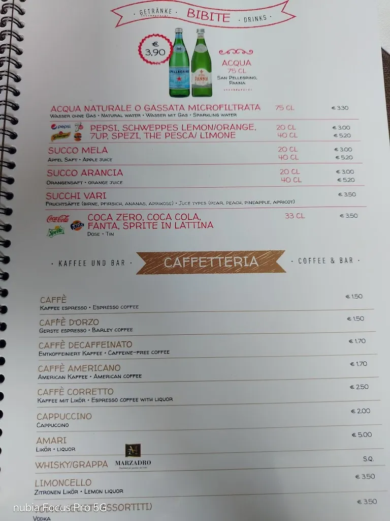 Menü_Ristorante Pizzeria Paron_Bibione_Bild_2