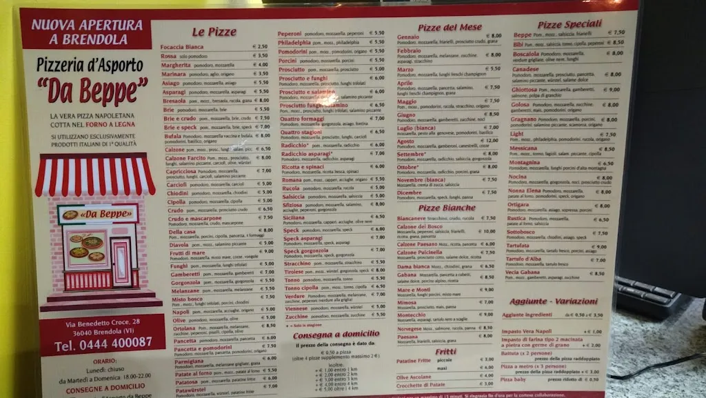 Menu_Pizzeria Da Beppe Brendola_Brendola_image_1