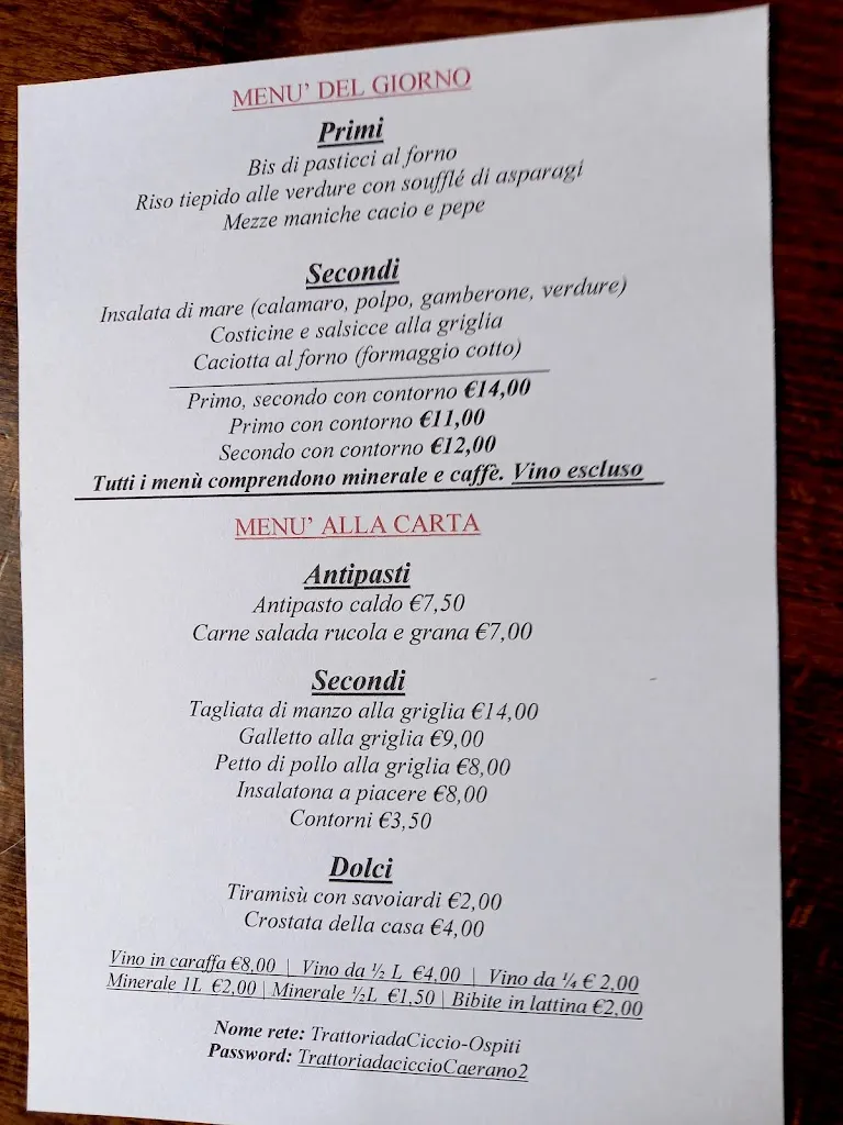 Menu_Trattoria Da Ciccio di Spadetto G. e C._Caerano di San Marco_immagine_1