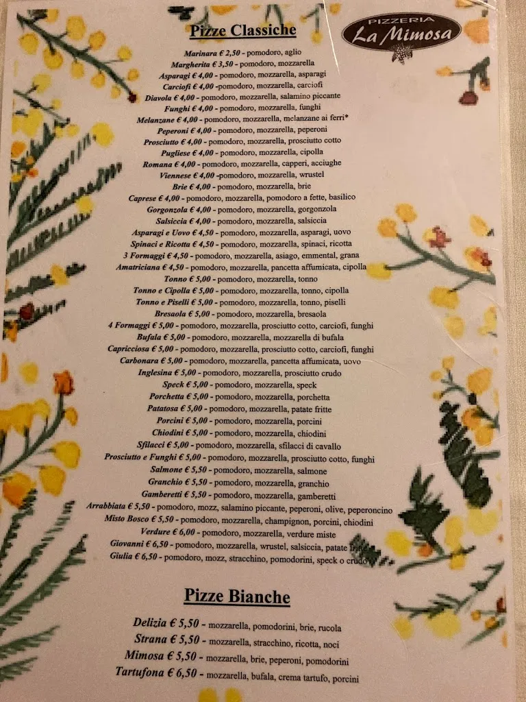 Menu_Pifxbfzzeria La Mimosa Di Carraro Renza_Camponogara_image_1