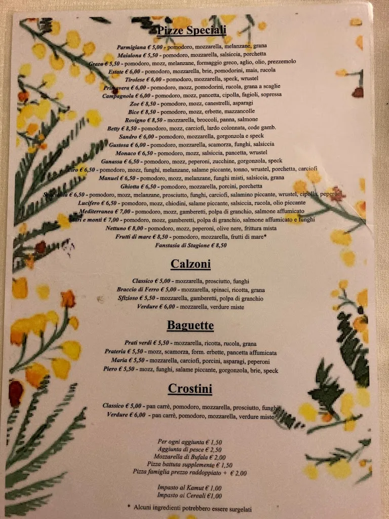 Menu_Pifxbfzzeria La Mimosa Di Carraro Renza_Camponogara_image_2