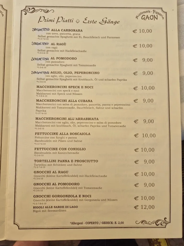 Menu_Pizzeria Ristorante Gaon_Caprino Veronese_image_1