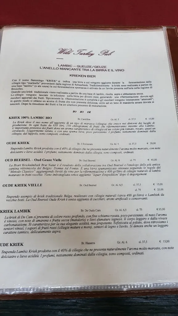 Menu_Wild Turkey Pub_Castelgomberto_image_1