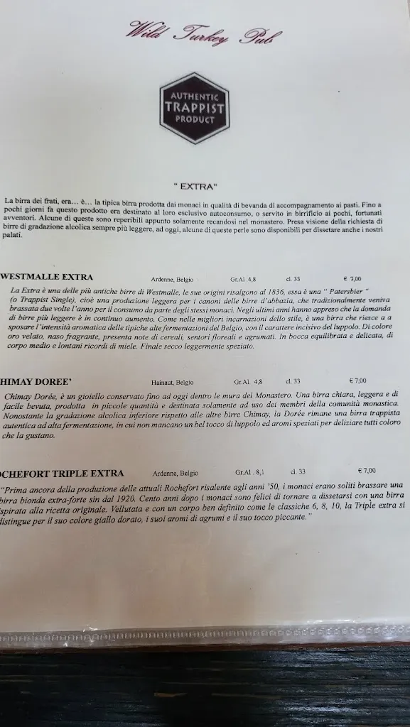 Menu_Wild Turkey Pub_Castelgomberto_image_3
