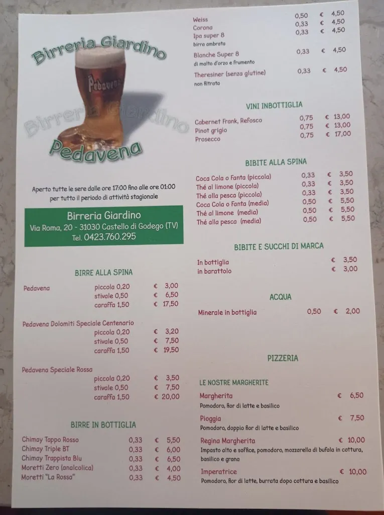 Menu_Pizzeria birreria Pedavena_Castello di Godego_image_4