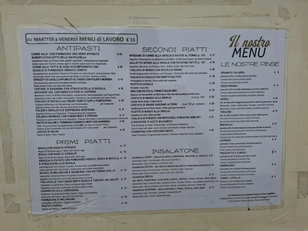 Menü_Ristorante Trattoria Cà Persiane_Cavajon Veronese_Bild_1