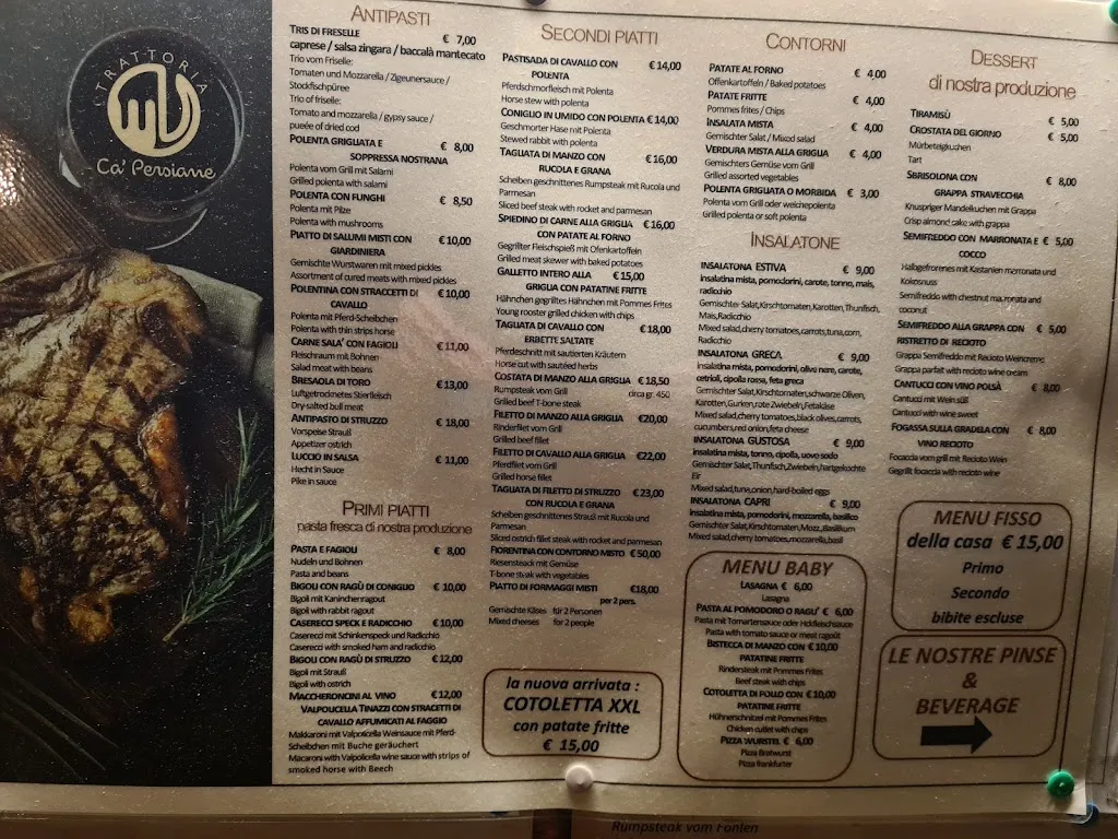 Menü_Ristorante Trattoria Cà Persiane_Cavajon Veronese_Bild_3