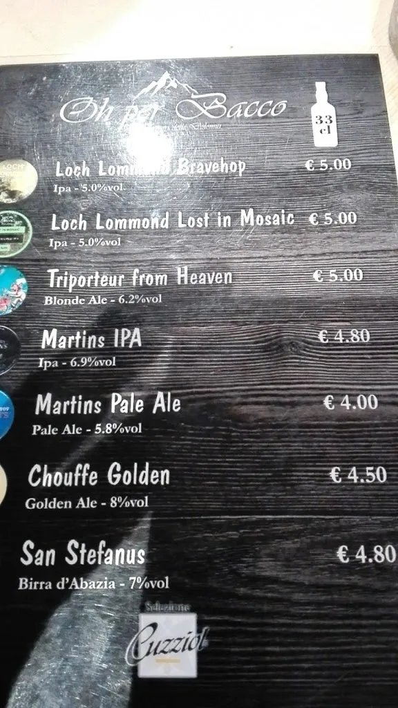 Menu_OH Perbacco Enoteca, Paninoteca, Birreria, Wine Bar_Cencenighe Agordino_image_3