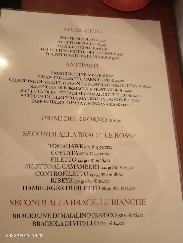 Menü_El Carnicero_Cereda-Cozza Cornedo_Bild_3