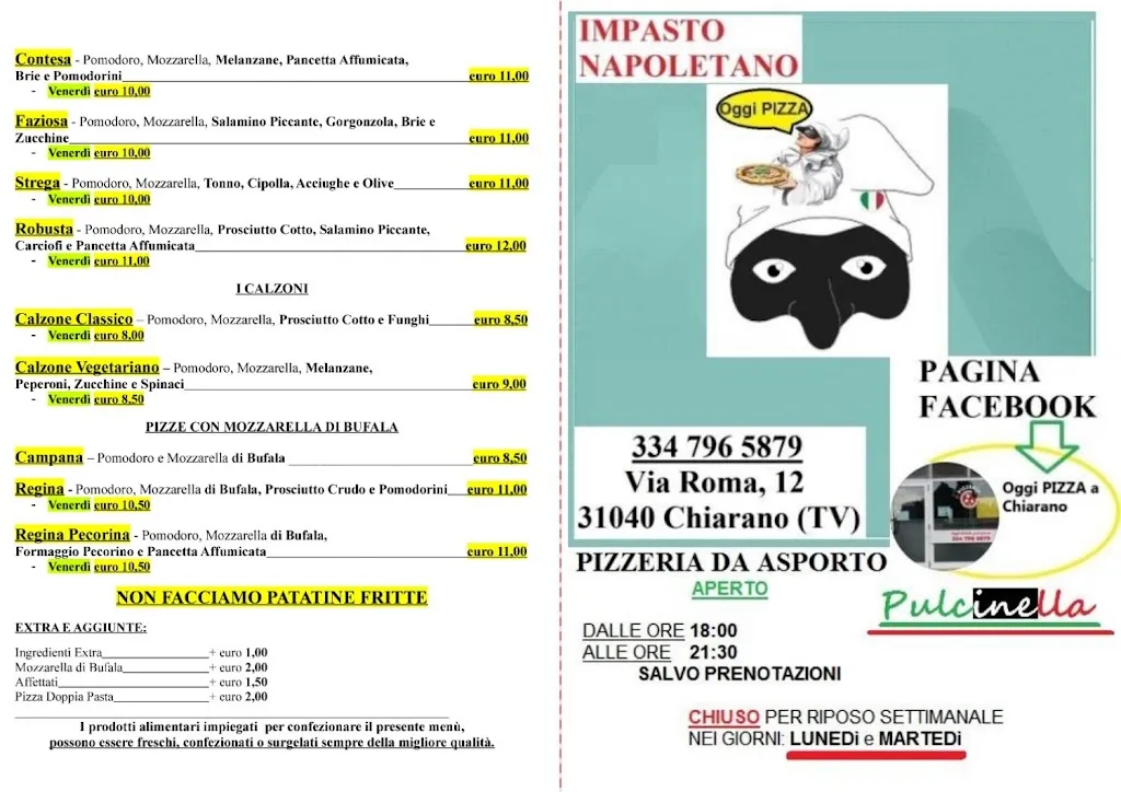 Menu_Pizzeria da Asporto a Chiarano_Chiarano_immagine_1