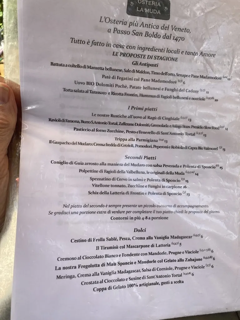 Menu_Osteria La Muda di San Boldo, l'osteria più antica del veneto dal 1470_Cison di Valmarino_immagine_3