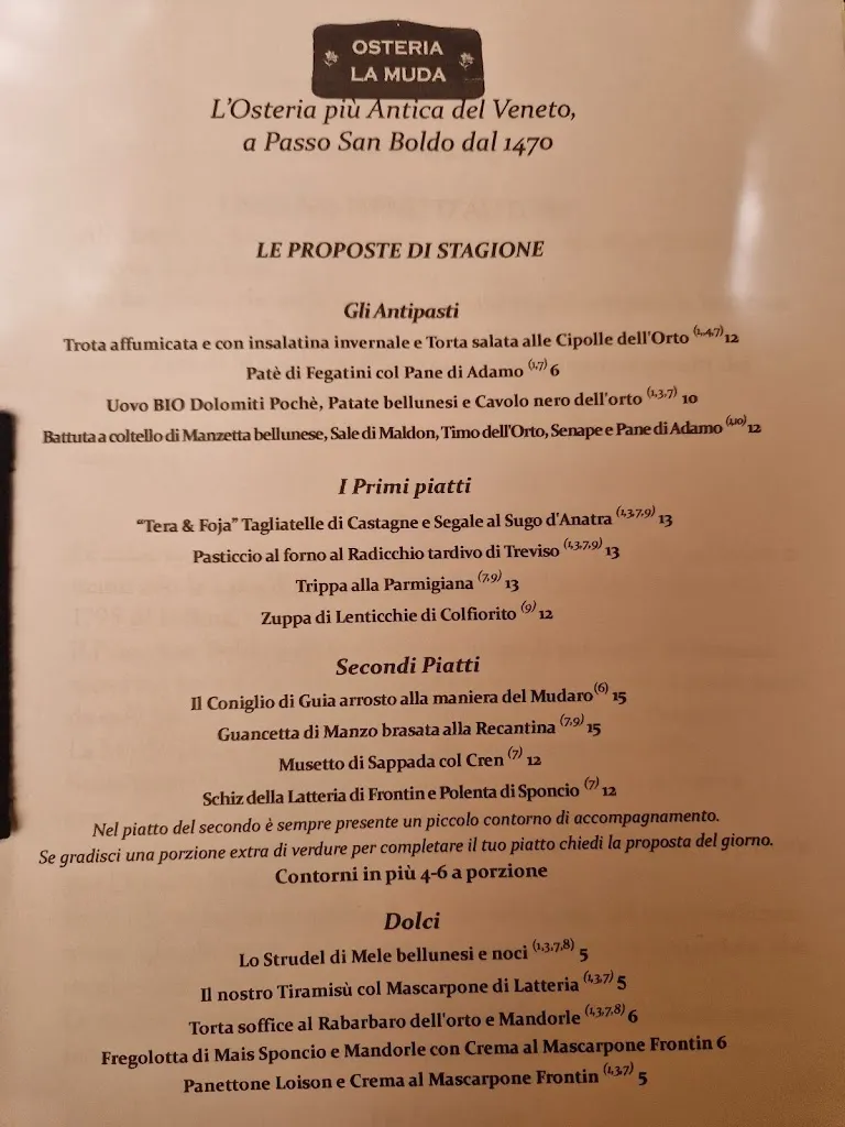 Menu_Osteria La Muda di San Boldo, l'osteria più antica del veneto dal 1470_Cison di Valmarino_immagine_4
