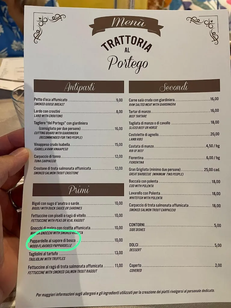 Menü_Trattoria Al Portego_Colognola ai Colli_Bild_1