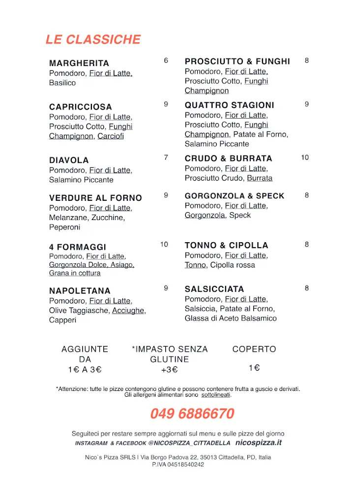 Menu_Nico's Pizza - Cittadella_Cittadella_image_1
