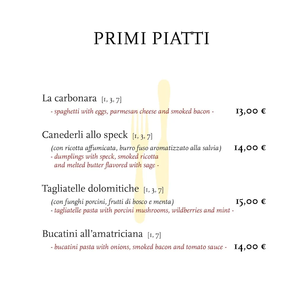 Menü_Ristorante Alla tana_Domegge di Cadore_Bild_1