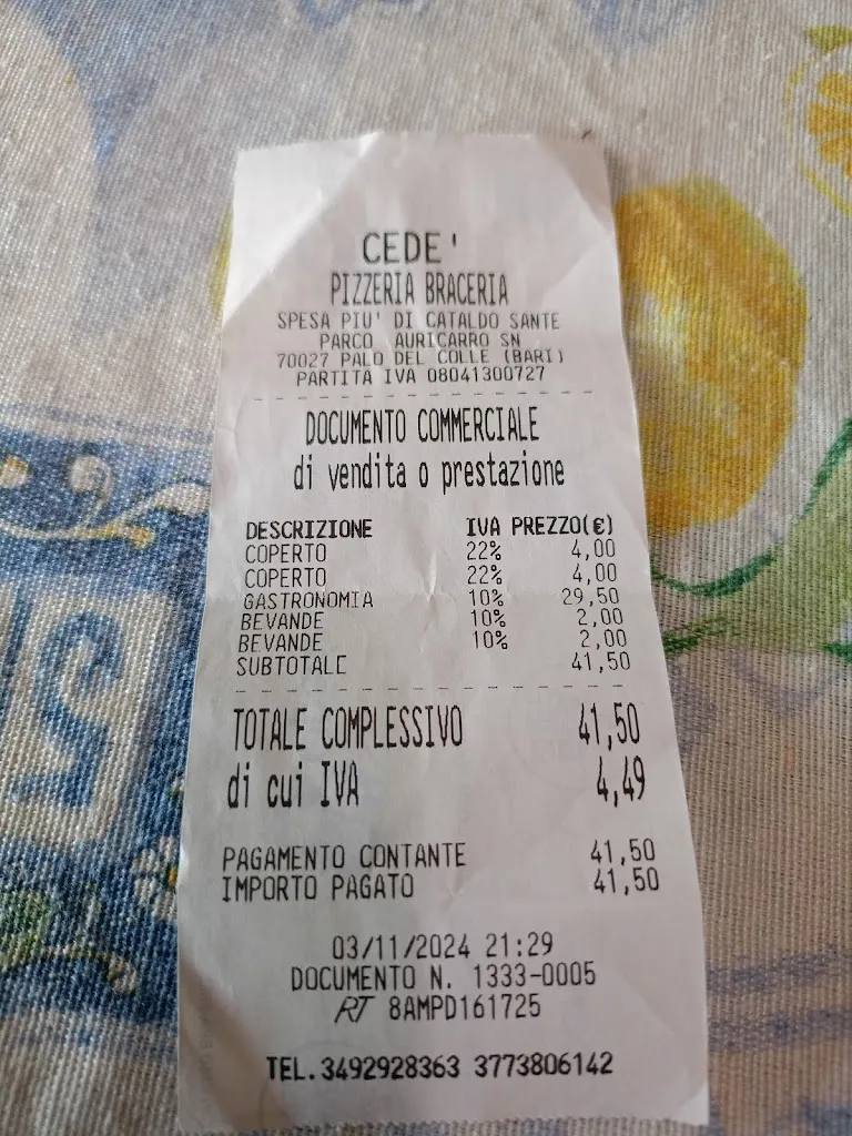 Vins Giannoccaro_Pizzeria Braceria Cedé_Palo del Colle_review