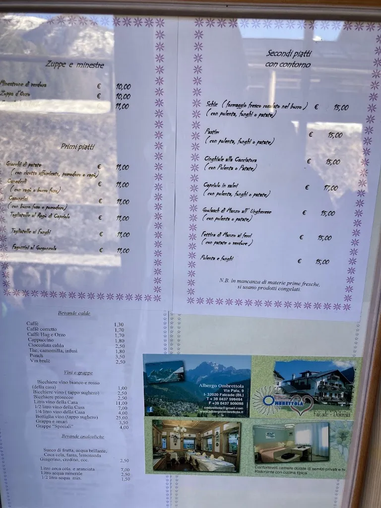 Menu_Albergo Ombrettola_Falcade Alto_immagine_1
