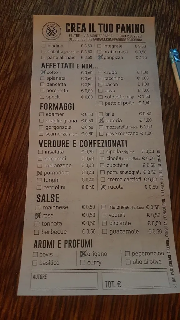 Menu_Paninoteca Da Ciccio_Feltre_image_1