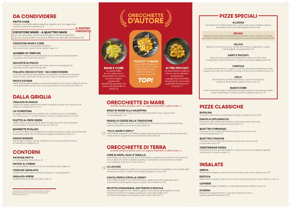 Menu_Mani e Core - Ristorante Pizzeria Porto Cesareo_Porto Cesareo_image_1
