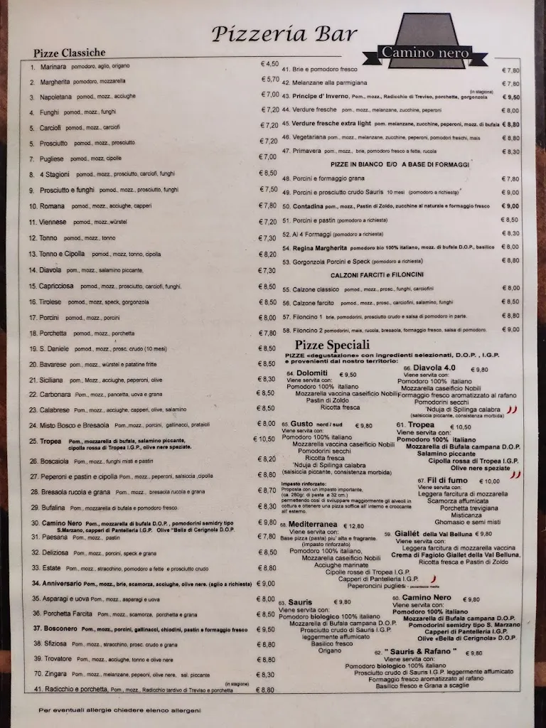 Menu_Pizzeria Camino Nero_Forno di Zoldo_image_1