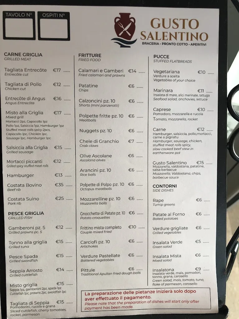 Menu_Ristorante GUSTO SALENTINO SRLS_Porto Cesareo_image_1