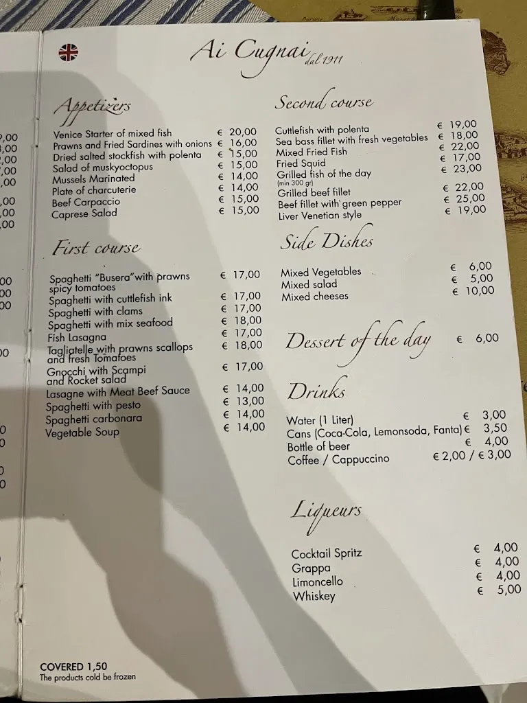 Menu_Trattoria ai Cugnai dal 1911_Giudecca_immagine_1