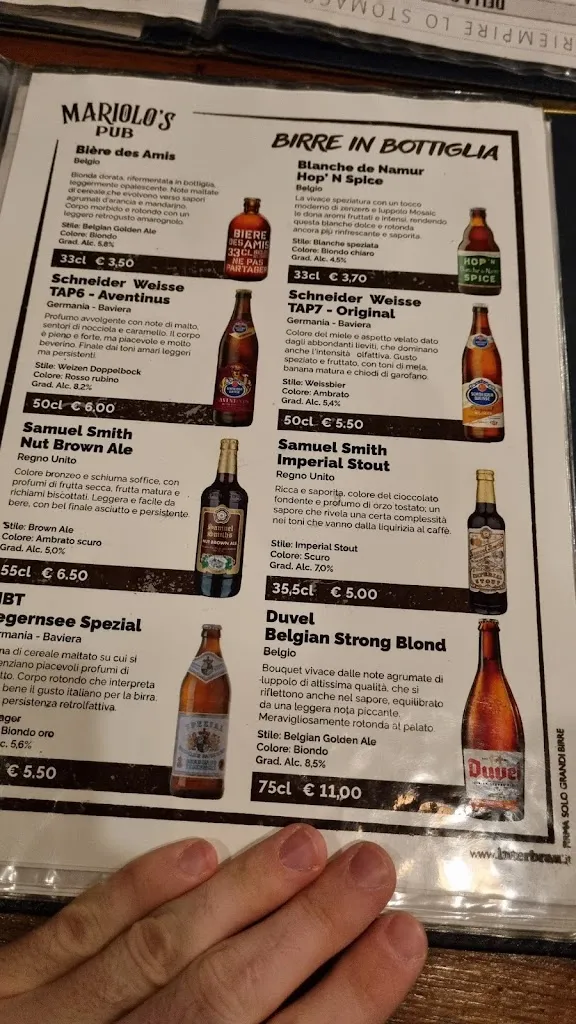 Menu_Birreria Mariolo's Pub_Grumolo Pedemonte_immagine_1