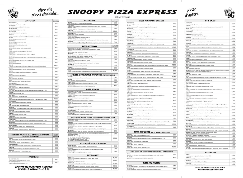 Menu_Pizzeria D'Asporto Snoopy Di D'Angelo Luigi_Grumolo delle Abbadesse_image_1