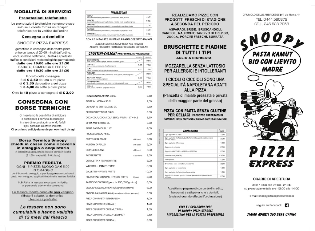 Menu_Pizzeria D'Asporto Snoopy Di D'Angelo Luigi_Grumolo delle Abbadesse_image_2