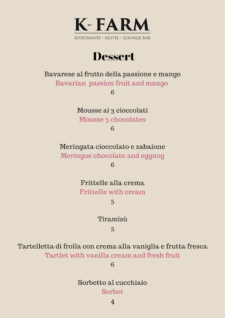 Menu_Ristorante @ K-Farm Resort_Isola Vicentina_image_1