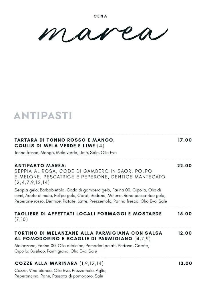 Menu_Marea Restaurant Jesolo_Iesolo_image_3
