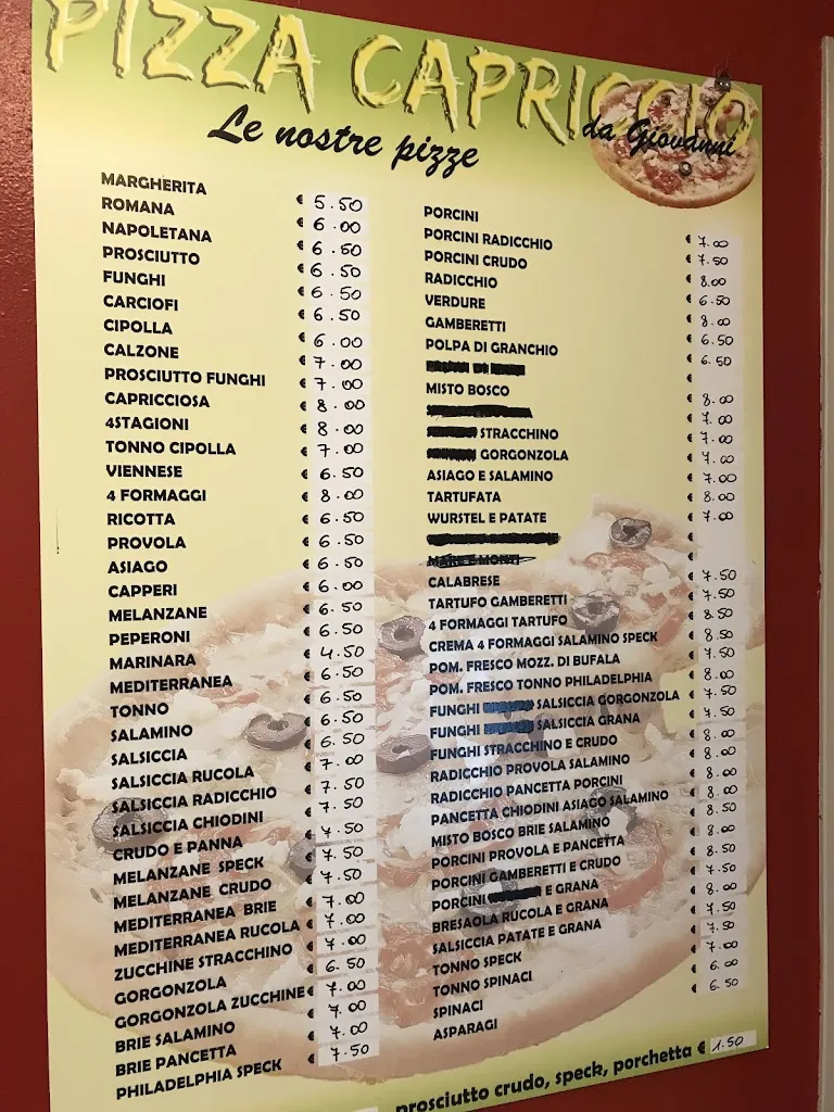 Menu_Pizza Capriccio Di Guida Giovanni_Longare_immagine_1