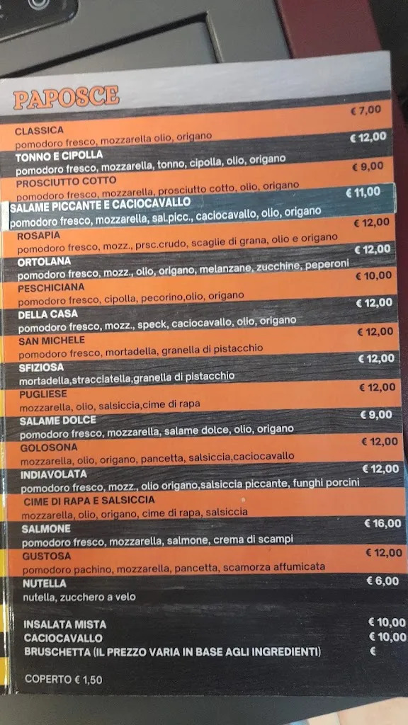 Menu_Pizzeria Paposceria San Michele Peschici_Peschici_image_1