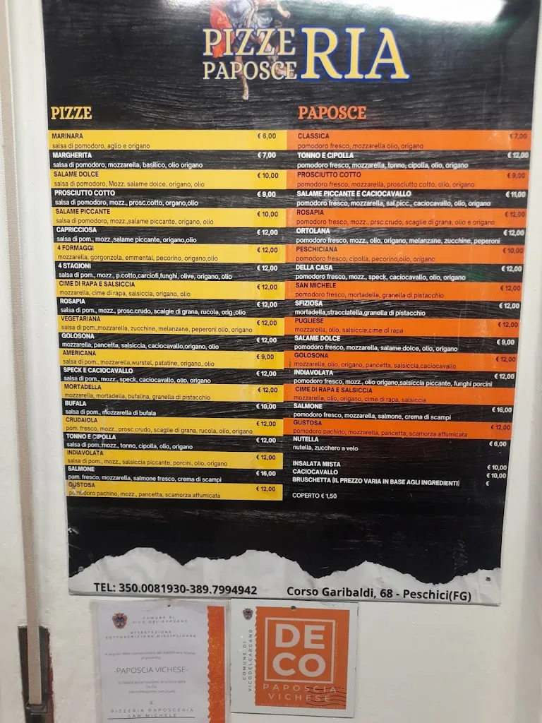 Menu_Pizzeria Paposceria San Michele Peschici_Peschici_image_2