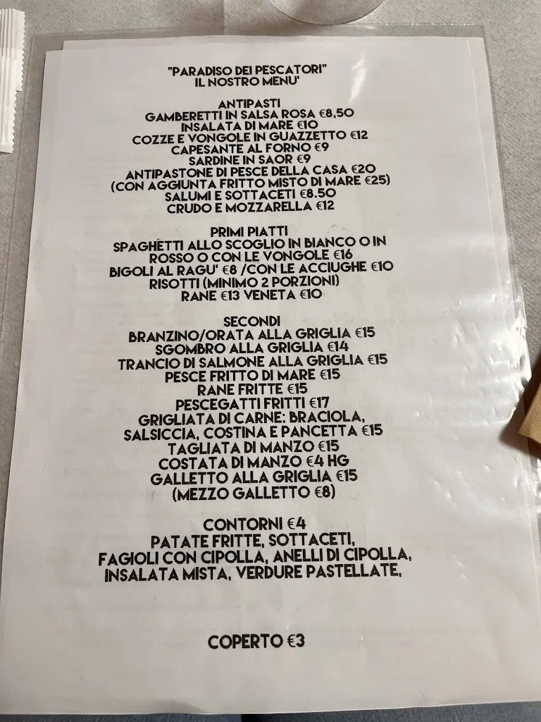 Menu_Pesca Sportiva - Trattoria Paradiso dei Pescatori S.A.S. Di Falamischia Jonni & C._Merlara_immagine_1