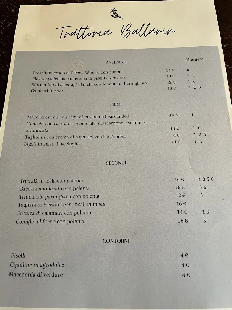 Menu_Trattoria Da Ballarin_Mirano_image_1