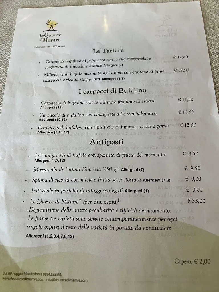 Menu_Le Querce di Mamre_Provincia di Foggia_image_1