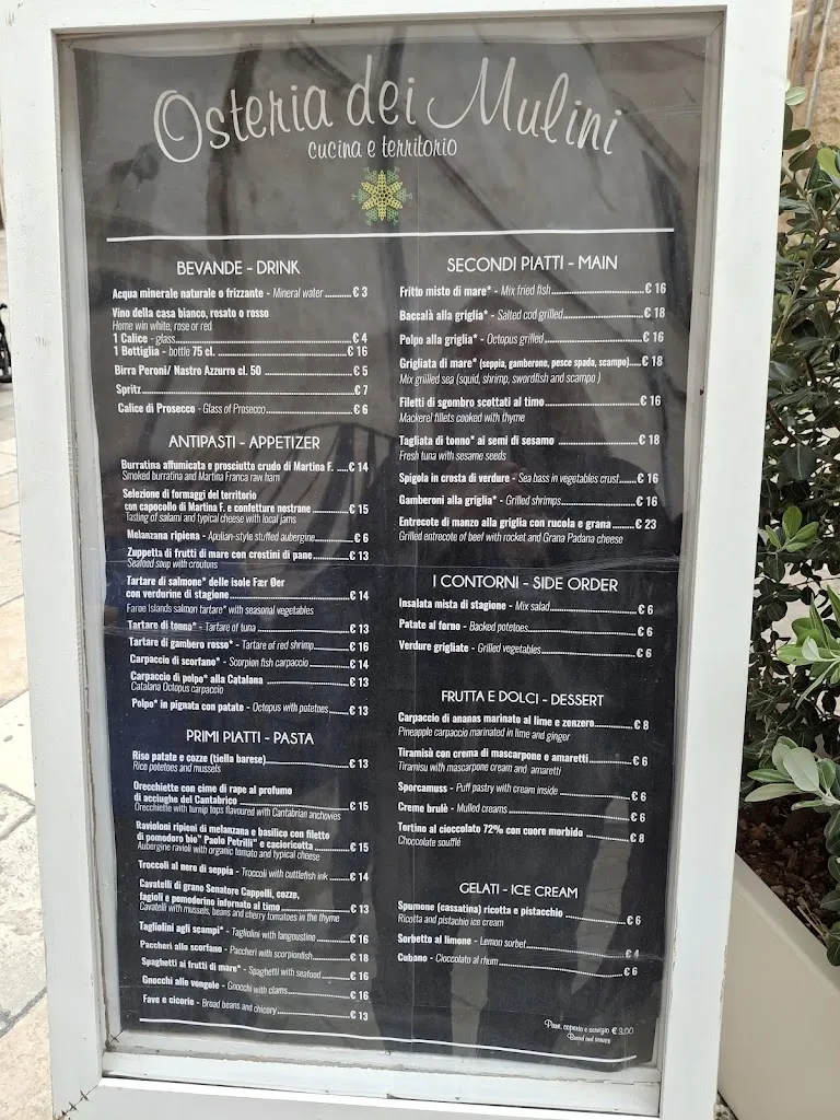Menu_Osteria dei Mulini_Polignano a Mare_image_1