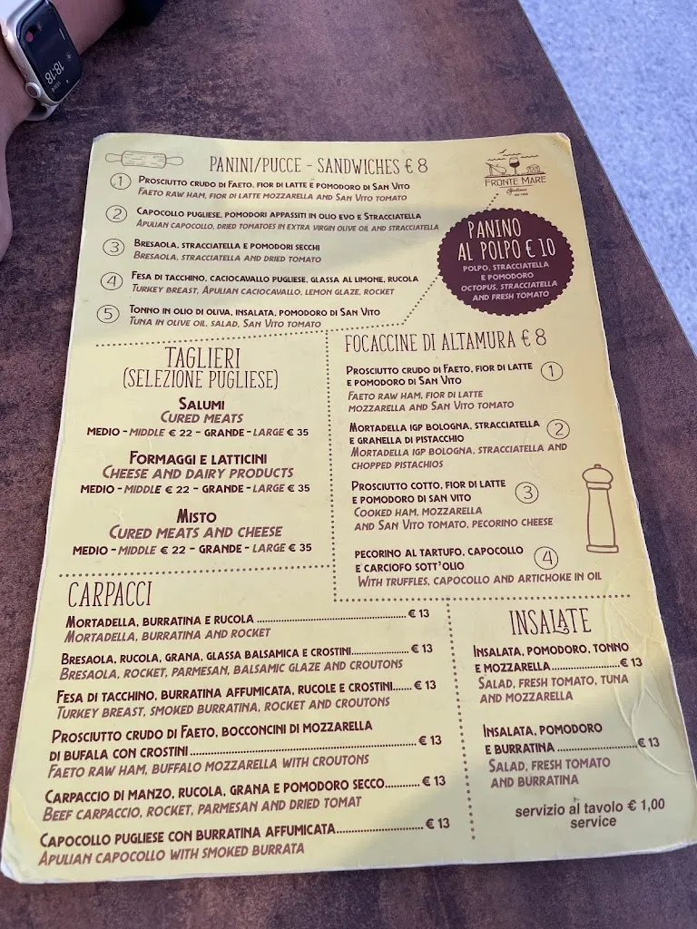 Menu_Fronte Mare Giuliani_Polignano a Mare_image_1