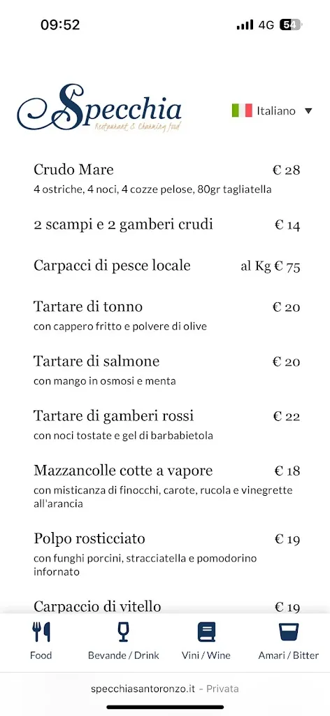 Menu_Ristorante Specchia Sant'Oronzo_Polignano a Mare_image_2