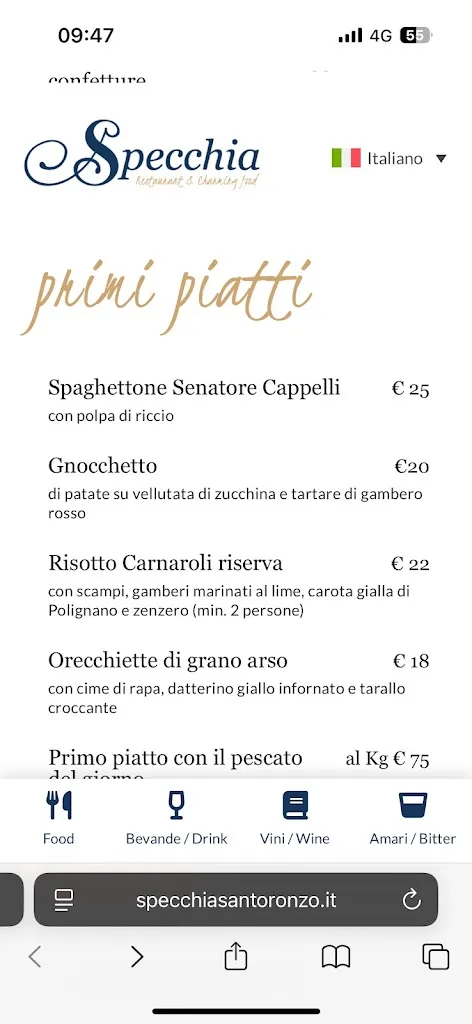 Menu_Ristorante Specchia Sant'Oronzo_Polignano a Mare_image_4