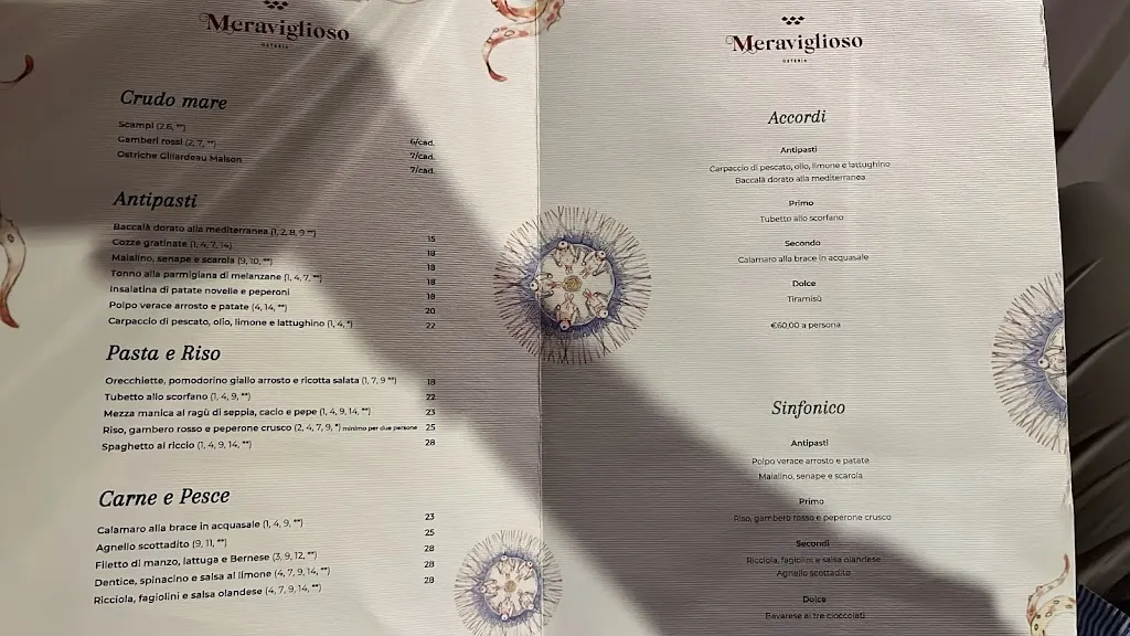 Menu_Meraviglioso Osteria Moderna – Ristorante di pesce a Polignano a Mare_Polignano a Mare_image_4