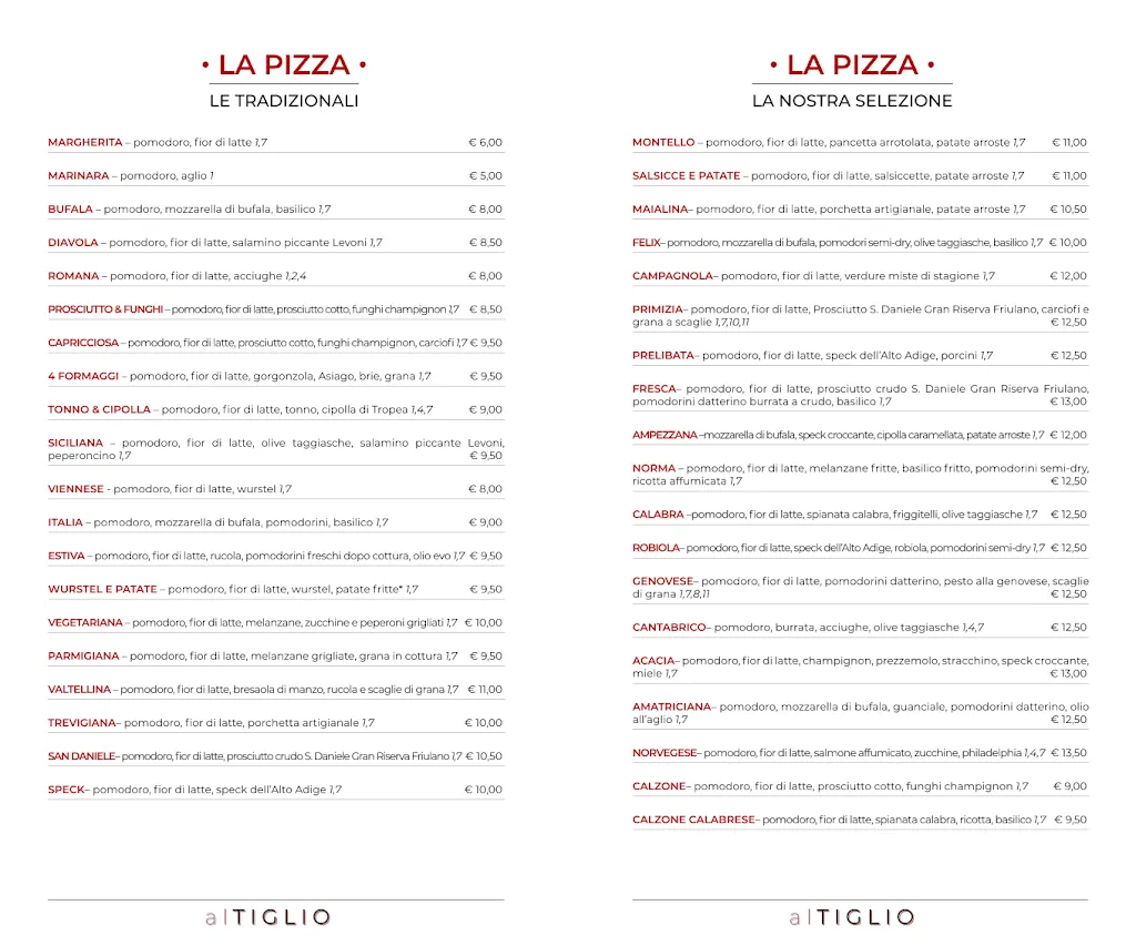 Menu_Pizzeria Ristorante Al Tiglio _Nervesa della Battaglia_immagine_1