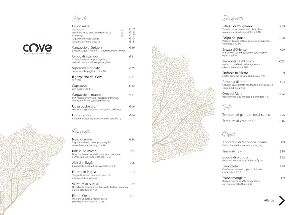 Menu_Cove Cliff Restaurant & Bar_Polignano a Mare_image_2