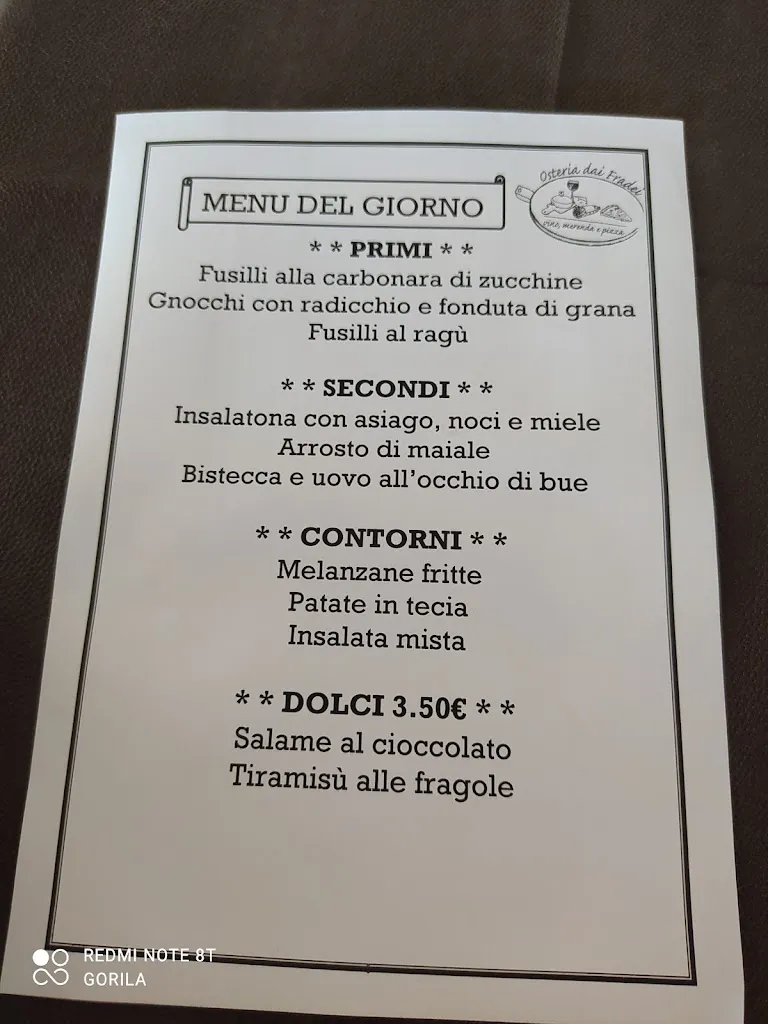 Menu_Osteria dai Fradei - Ristorante Pizzeria_Poiana Maggiore_image_3