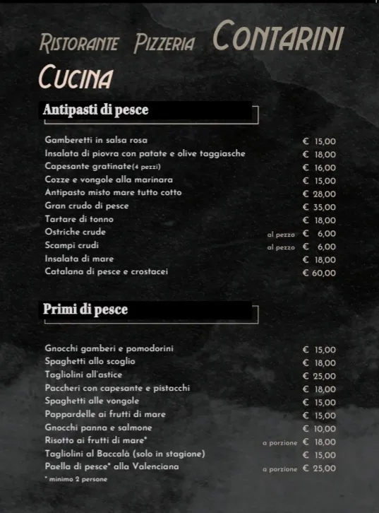 Menu_Contarini Ristorante Pizzeria Specialità Pesce_Piazzola sul Brenta_image_1