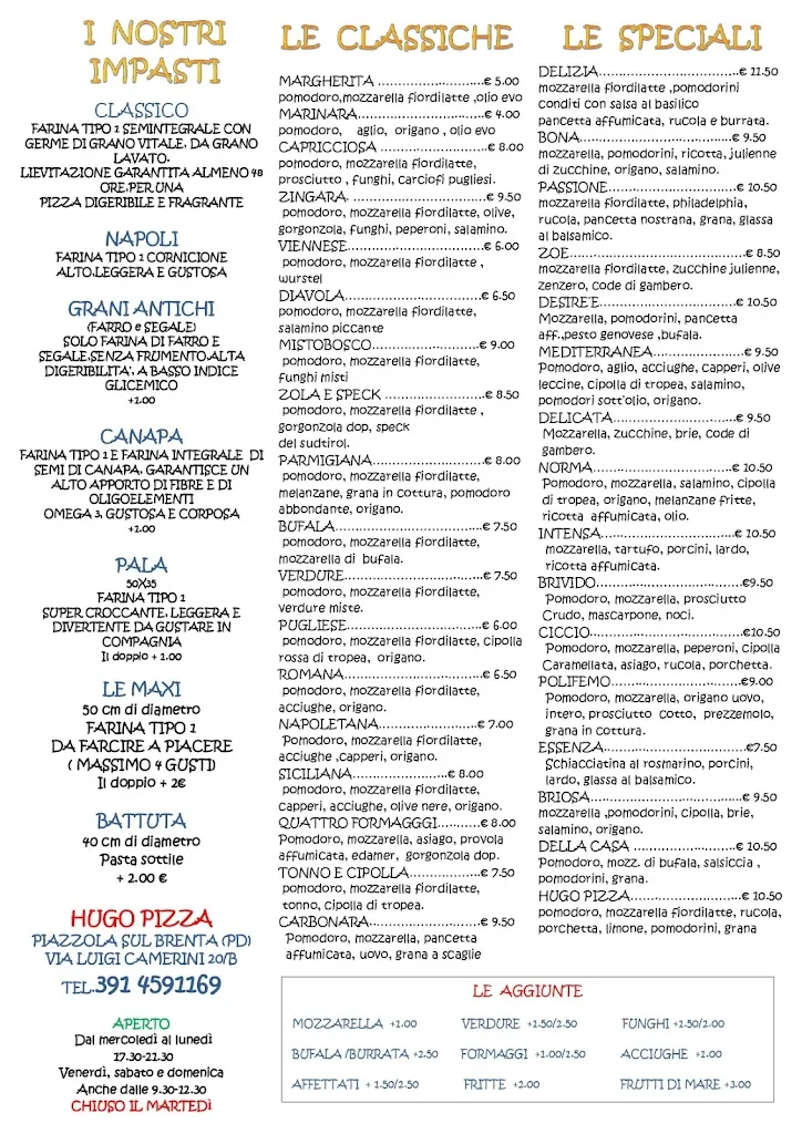 Menü_Hugo Pizza_Piazzola sul Brenta_Bild_2