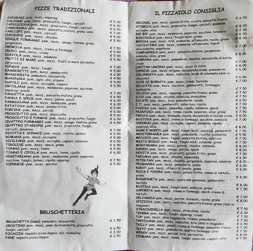 Menu_Pizzeria Peter Pan Di Sala Lorenzo_Ponte di Castegnero_image_1