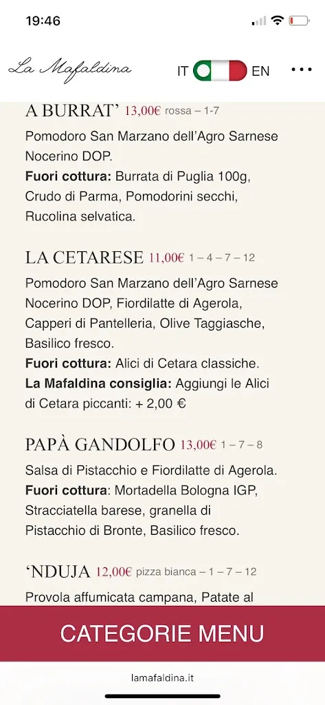 Menu_La Mafaldina Ponte San Nicolò_Ponte San Nicolò_image_4