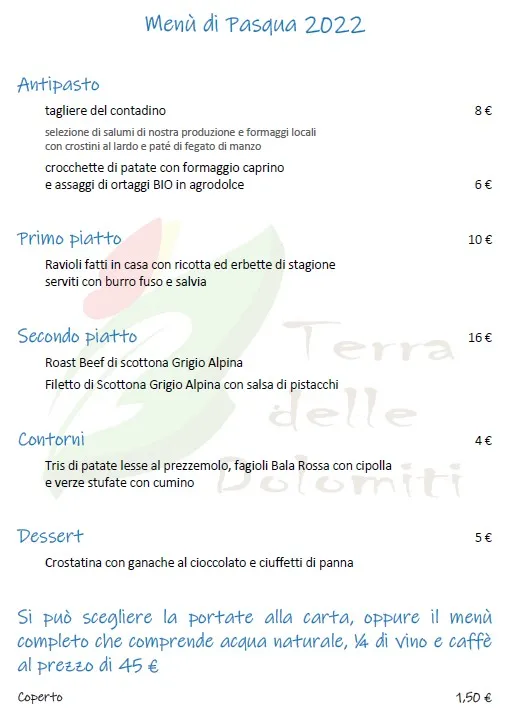 Menü_Società Agricola Terra delle Dolomiti srl_Ponte nelle Alpi_Bild_1